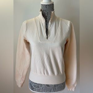 LOVE, FIRE Cream Cropped Pullover Sweater with Half Zipper